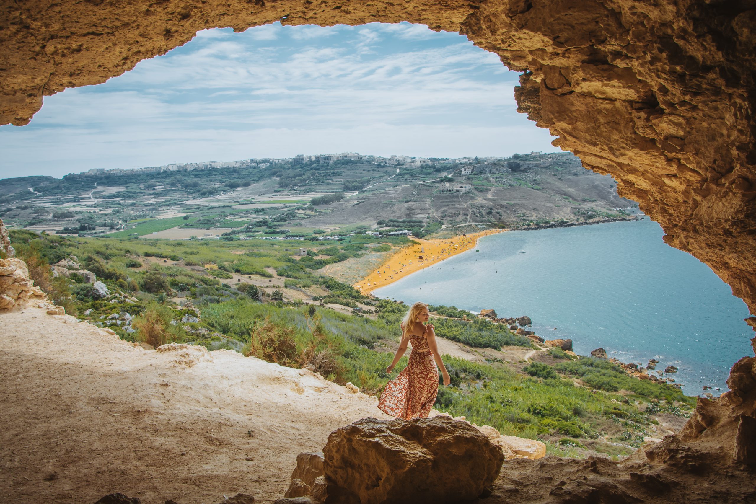 Vue depuis Tal-Mixta sur Ramla Bay, Gozo